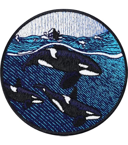 Killer Whale - Patch Ricamata Da Stiro O Da Cucire, Distintivo A Forma Di Balena Assassina, Applique Per Abbigliamento E Accessori, 9.4x4.5cm