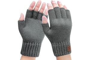 Bonu Guanti Senza Dita Uomo-Guanti Mezze Dita Invernali,Guanti Termici Uomo Caldi Guanti Senza Dita Fingerless Gloves Guanti in Maglia Unisex per Uomini e Donne
