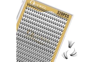 320Pcs Individual-Lashes QUEWEL Cluster-Lashes 40D D Curl MIX9-16mm Individual Lash Extension Lash-Clusters DIY Eyelash Extensions For Home Use (40D 0.07D MIX9-16mm)