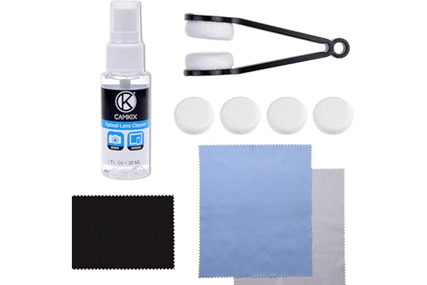 Kit de nettoyage pour lunettes/lunettes de soleil - Outil de nettoyage de lentilles avec 2 jeux de tampons de rechange, bouteille de nettoyage de lentille, 3 lingettes en microfibre