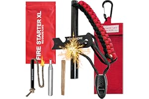 RED DAMORE - Fire Starter Kit XL Ferro Rod Fire Steel Fire Striker Camping Scout 18,000 Strikes