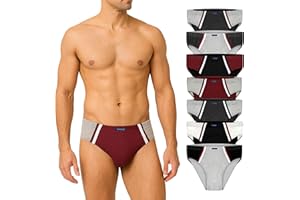 BRUBAKER 7-pak Męskich Slipów Sportowych - Kolorowe Bawełniane Slipy - Spodnie Retro bez Rozcięcia - Męska Bielizna do Noszenia na co Dco Dzień i Uprawiania Sportu