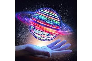 OKKIDY Fliegender Ball, LED Leuchten 360° Drehbare Flugzeug Spielzeug für Kinder Erwachsene Kinder Spielzeug ab 6 Jahren mit LED Licht, Hand Controlled Hover Ball - Blau