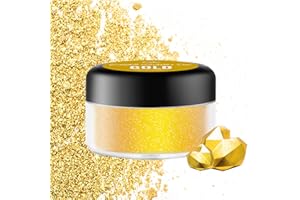 ‎LIMINO Essbarer Glitzer - 10g Essbarer Glitzerpulver Schimmer Glitzerstaub für Getränke, Kuchen, Lebensmittel - Metallisch Glitzerpuder Lebensmittelfarbe Pulver zum Cocktails, Wein, Fondant, Keksen (Gold)