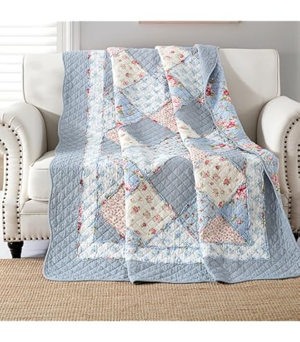 IB Laursen Quilt Rosa/dunkelgrau 130x180 Cm - Baumwolle Tagesdecke