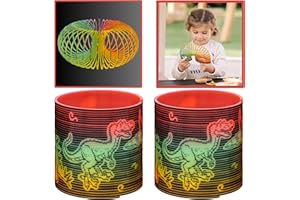 SRV HUB 2x Dinosaur Slinky Toys for Kids, 6.5cm Multicolour Magic Spring Coil Toy, Great Party Favour, Stocking Filler, Birthday Bag Toy, Plastic Fun Novelty Gift