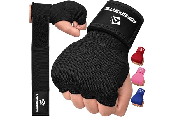 AQF Boxning Inre Handskar Handomslag Knytnäve Vadderad Bandage MMA Gel Band Mitts Sparka Svart, Blått Och