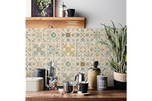 HORIWE Adesivi per piastrelle, a mosaico, 24 pezzi, in PVC, autoadesivi, impermeabili, per cucina, armadio, mobili, tavolo