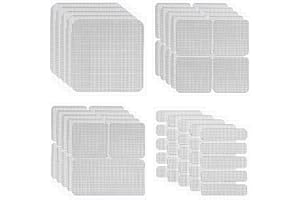 Tatxmalv Adhésif de Réparation pour Moustiquaire, 65 Pièces Ruban de Réparation, Super Auto-Adhésif, Convient pour Déchirure et Moustiquaires Endommagés, Rideaux de Gaze, 4 Tailles Différentes