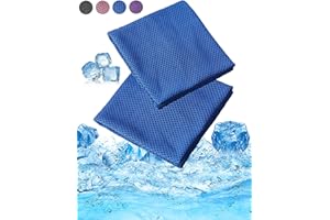 SHONYE 2 Packs Cooling Towels in Blue, Stay Cool Ice Towel for Neck/Body, Quickly Absorbent & Ice Scarf for Sports/Fitness/Hiking/Yoga/Golf/Travel, Creative Products Cool Touch Ice Towel in 30x100CM/12”x40”