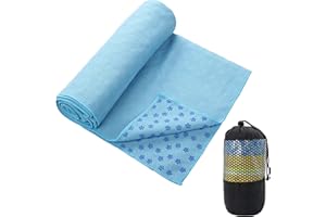 MEIRIYFA Asciugamano da yoga, asciugamano da yoga in microfibra antiscivolo, ultra morbido e assorbente per il sudore per yoga caldo, Bikram, Pilates, dimensioni standard 72,9 x 61 cm (blu)