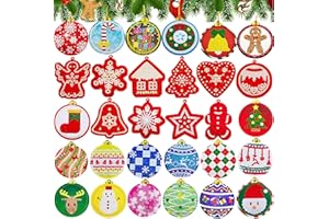 MEIEST 30 PCS Christmas Gem Diamond Art Painting Gift Tags Kit,5D DIY Diamond Mosaic Painting by Numbers Hanging Decoration Labels Kit,Creative Arts and Crafts Set and Handmade Gift