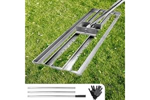 TECKZOON Rasqueta de Césped para Nivelar, 100x25cm Rasqueta Profesional para Césped con Mango, Herramienta de Rastrillo de Nivelación Nivelador de Césped Jardín para Golf Paisajismo Tierra Hierba