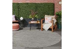 Jimri Tapis d'intérieur et d'extérieur – Tapis résistant aux intempéries pour Balcon, terrasse, Jardin, Salon, Cuisine – Tapis de Sol Durable, résistant l'eau – Taille 80 Rond, argenté