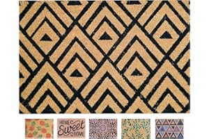 LUA VIKA Kokosowe wycieraczka, antypoślizgowa mata kokosowa, mata powitalna z gumowym spodem PCV, antybakteryjny łapacz brudu, trwałe włókna naturalne 100% kokos (Rombos)