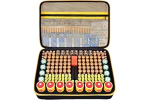 PAIYULE Batteriebox Tragetasche Aufbewahrungsbox für Batterieorganisator mit Batterietester (BT168), Tasche Halter für 220+ Batterien AA AAA AAAA 9 V C D Lithium 3 V (ohne Batterien) (Gelb)