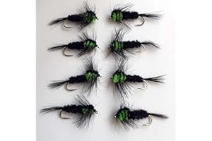 BESTCITY Fly Fishing MONTANA Flourescent GREEN 8 PACK- Trout Carp Chub Pike Bass SIZE 10 Pack #55
