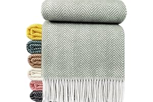 ‎STTS INTERNATIONAL STTS International Wolldecke 100% Schurwolle Wohndecke 140 x 200 cm Tagesdecke Schurwolldecke Woll-Plaid Tirol in vielen Farben erhältlich Hellolive (D-M)