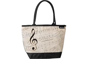 VON LILIENFELD Bolso Notas Partituras Antiguas Beige Shopper Dimensiones L42 x H30 x D15 cm Bolsa de Playa Asa Oficina