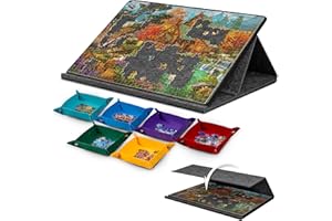 LAVIEVERT Jigsaw Puzzle Board with Adjustable Foldable Bracket/Stand/Cover, Lightweight Portable Puzzle Board Plateau with Felt Easel, Jigsaw Board for Up to 1000 Pieces with 6 Colored Sorting Trays