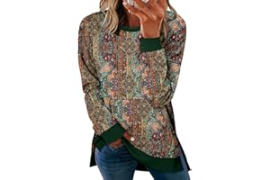 CHICZONE Women's Long Sleeve Sweatshirts Crewneck Casual Pullover Side Split Fall Sweaters Oversized Top Jumpers