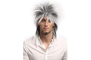 ‎WIG ME UP WIG ME UP - 90891-ZA60TZA1 Perücke Damen Herren Karneval 80er Wave Punk Popstar Grau Schwarz-Weiß-Mix Toupiert **Erwachsene**
