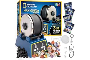 National Geographic Rocks tumlare kit - mycket stor kapacitet på 1,36 kg, 1,36 kg råa ädelstenar, 4 poleringskorn, smyckeslås, ett STEM-vetenskapligt och pedagogiskt kit