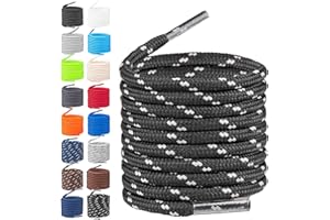 TULMERO Sznurówki do butów trekkingowych - 2 pary Czarny/Jasnoszary 90cm Okrągłe - Wytrzymałe sznurowadła do butów - Trwały poliester - Ø4 mm