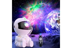 Astronautprojektor för barn, stjärnprojektor, galax, LED-projektor, babyprojektor, nattlampa med 8 lägen, 360° rotation, fjärrkontroll, för barn och vuxna