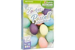 ‎HEITMANN EIERFARBEN Heitmann Zartes Pastell - flüssige Kaltfarben - gelb, rosa, türkis, grün, Flieder - Oster-Eierfarbe - buntes Osternest