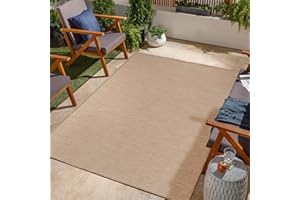 Jimri Tapis d'intérieur et d'extérieur Tapis résistant aux intempéries pour Balcon, terrasse, Jardin, Cuisine Tapis de Sol Durable, résistant aux Rayons UV et à l'eau – Dimensions 140 x 200 cm, Beige