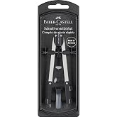 FABER-CASTELL Quick Adjust Compass with Articulation | Compass with pencil holder, spare parts and leads for school, training