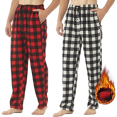 Schlafhose Herren Lang Plüsch - Warme Fleece Pyjamahose Für Herbst & Winter