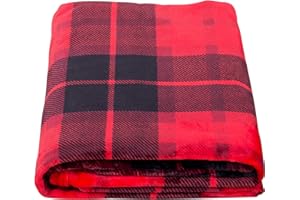SOCHOW Flannel Fleece Blanket 127cm×150cm, All Season Plaid Red Blanket for Bed, Couch,Car