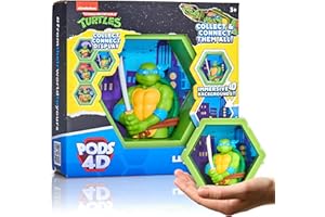 WOW! PODS - 4D Ninja Turtles Leonardo, figurine unique à collectionner à tête branlante qui éclate de leur monde dans le vôtre, décoration murale ou étagère, jouets et cadeaux des tortues ninja, série