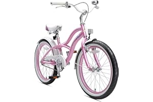 BIKESTAR Vélo Enfant pour Garcons et Filles de 6 Ans | Bicyclette Enfant 20 Pouces Cruiser avec Freins | Rose
