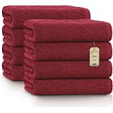 Green Mark Towels - 8 Piece Set - 100% Cotton, Soft and Highly Absorbent, Bath, Spa and Gym, 50 x 100 cm, Burgundy Red