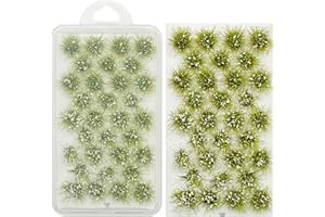 Woohome Modèle Arbres Gazon Lichen pour Feuillage, 32 PCS Blanc Touffe d'herbe Statique Herbe Artificielle Modèle, Artificielles Mousse pour Le Chemin de Fer de Paysage de Train