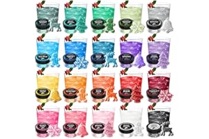 H OMEART Edible Glitter - 20 Colours Food Grade Luster Dust, Vegan, Edible Glitter for Drinks, Cocktails, Sparkling Food Colouring Powder for Cake Decorations, Chocolate, Fondant, Cupcakes - 2g/Jars