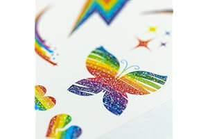 Toyseum 30 x Rainbow Glitter Tattoo Sheets For Kids (280 Tattoos), Fillers for Girls Party Bags, Premium Temporary Glitter Tattoos, Pack of 30 Sheets (280 Tattoos Total)