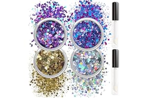 Allstarry holographique gros corps paillettes 4 couleurs sirène Rave accessoires avec colle corporelle pour les femmes maquillage ongles bricolage artisanat