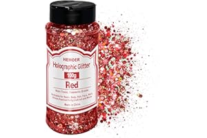 HEMOER IDLSY-31-660, 100 g di paillettes rosse luccicanti, glitter per viso, corpo, capelli, resina epossidica, glitter per viso, 3,52 oz