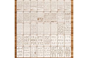 OOTSR 40 Pochoirs Lettres et Chiffres pour Peinture de Journal, 17,8 x 10,2cm Alphabets Stencils Réutilisables pour Scrapbooking Planificateur, Pochoir à Dessin pour Bricorage Décor