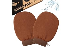 LINDISSIMA Exfoliating Mitt x2 Pack – Kessa Hammam 100% Viscose Body Scrubber Gloves (150D Medium Roughness) for Skin Exfoliation & Fake Tan Removal