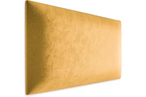 Muralo Wandkissen Polsterpaneel für Schlafzimmer und Wohnzimmer Wandpolster Bettkopfteil Lendekissen Modern Luxus Paneel Gepolstert (60 cm x 30 cm, Gelb)