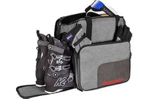 BRUBAKER 'Super Performance' - Sac à Chaussures de Ski, Sac Casque, Sac à Dos Ski - Noir/Gris chiné