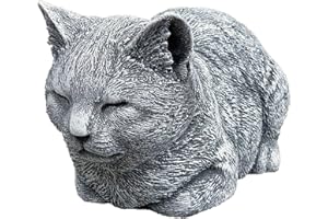 STONEANDSTYLE Statua Scultura Gatto felino, Fatto a Mano, Resistente al Gelo