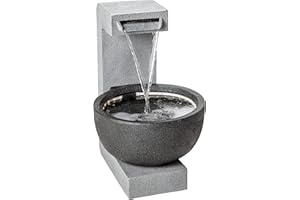 Dehner Gartenbrunnen Madeira mit LED Beleuchtung, ca. 65 x 43 x 51.5 cm, Polyresin, grau/schwarz