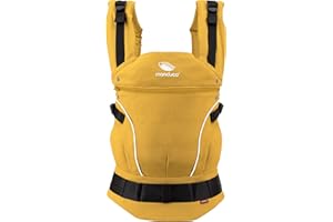 manduca First - Mochila Portabebés Ajustable (3,5-20 kg) - Portabebés Para Porteo Frontal, a la Cadera y a la Espalda - Dorado