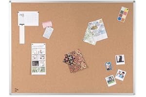 BoardsPlus - Bacheca In Sughero, 105 x 75 cm, Con Cornice Sottile In Alluminio Anodizzato, Lavagna In Sughero Autorigenerante